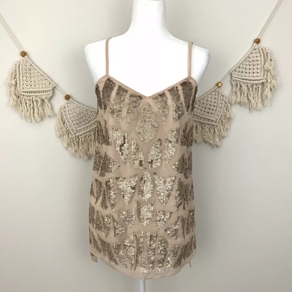 Needle & Thread Embellished Sequin Rose Gold Top